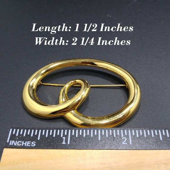 Vintage Monet Modernist Brooch, Gold Plated, 1980s, 2 1/4 Inches - Picture 5 of 10